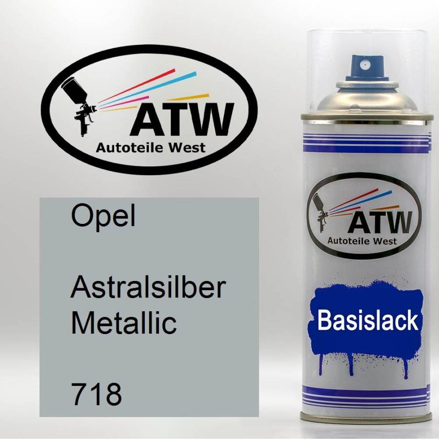 Opel, Astralsilber Metallic, 718: 400ml Sprühdose, von ATW Autoteile West.